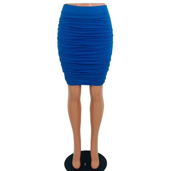 Vintage Victoria's Secret X Moda International Blue Ruched Bodycon Mini Skirt - Picture 7 of 16